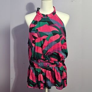 Nine West Woman's Halter Top with elastic‎ waist, peplum in a size XL